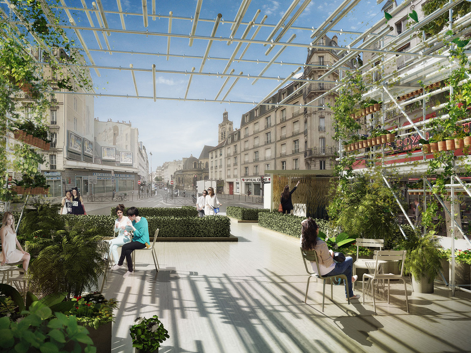 Structure en échafaudage recyclé de la micro brasserie à Paris