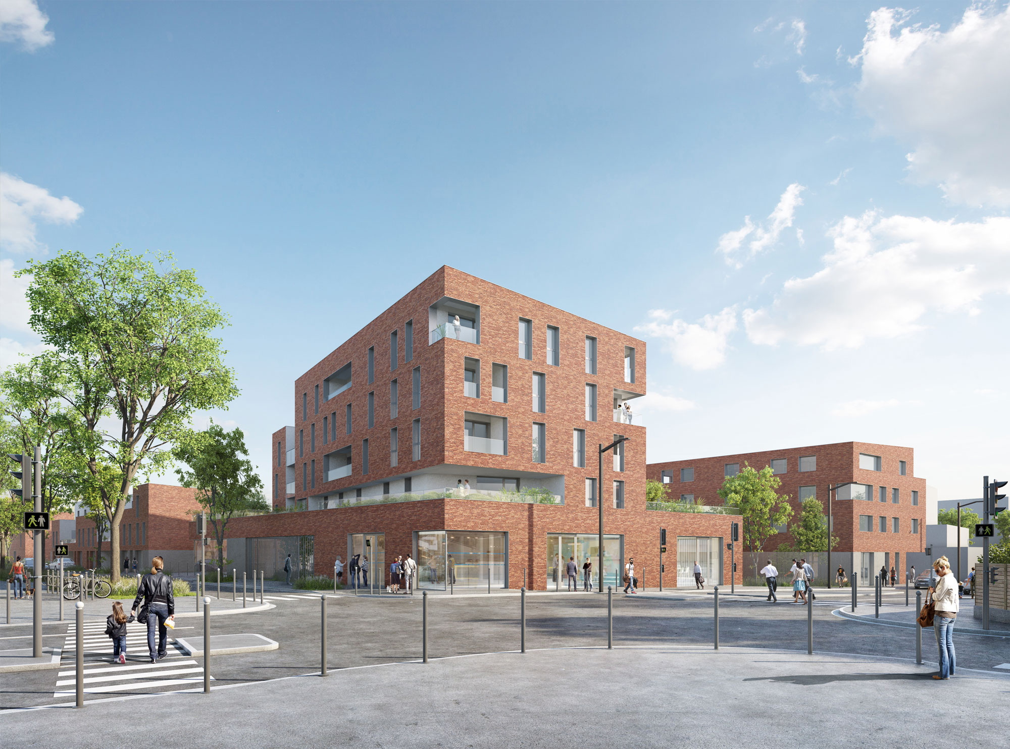 Perspective urbaine de la résidence senior du projet de logements à Liévin