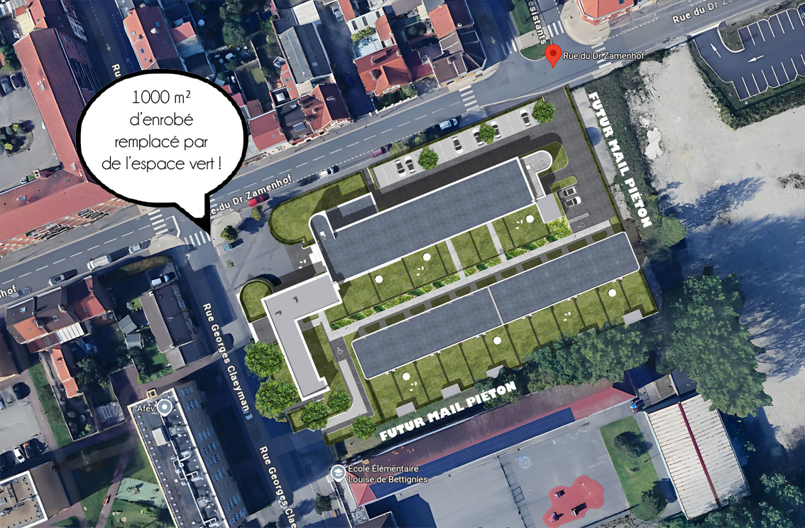 Plan masse du projet de réhabilitation de l'école Brossolette et des logements à Dunkerque