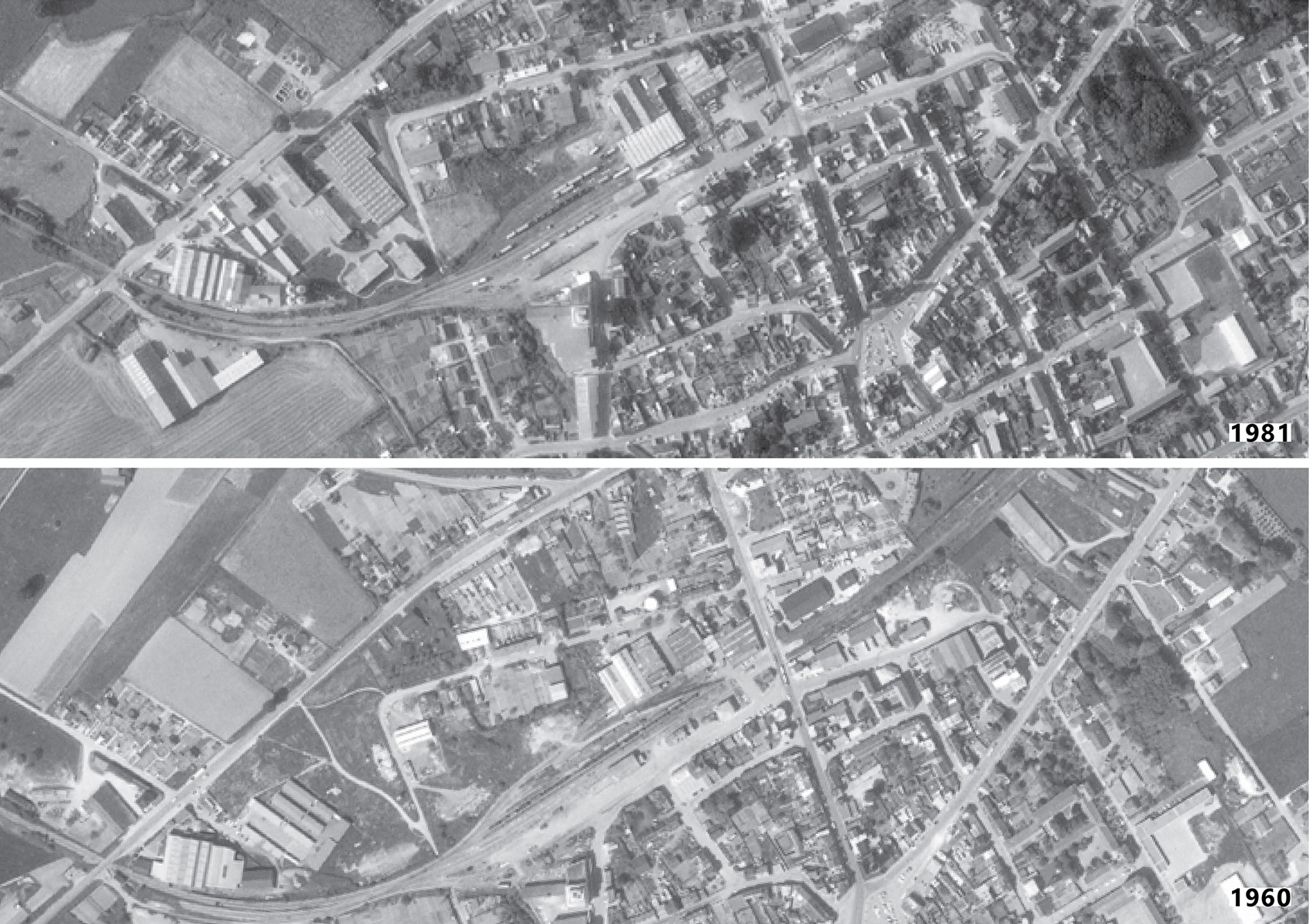 Évolution de l'ancienne gare de Bapaume entre 1960 et 1981
