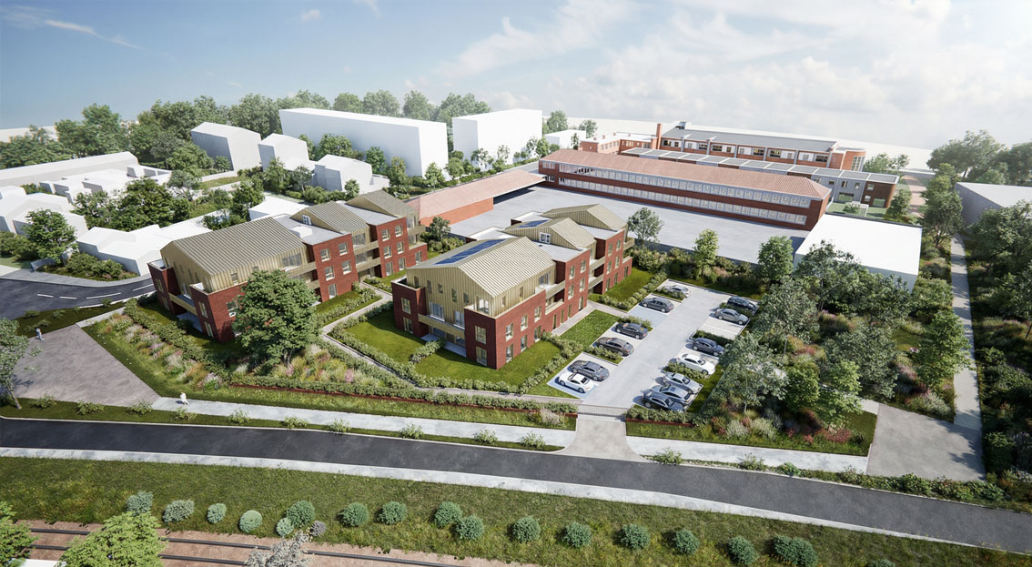 Vue axonometrique des 42 logements collectifs à Rosendaël, Dunkerque